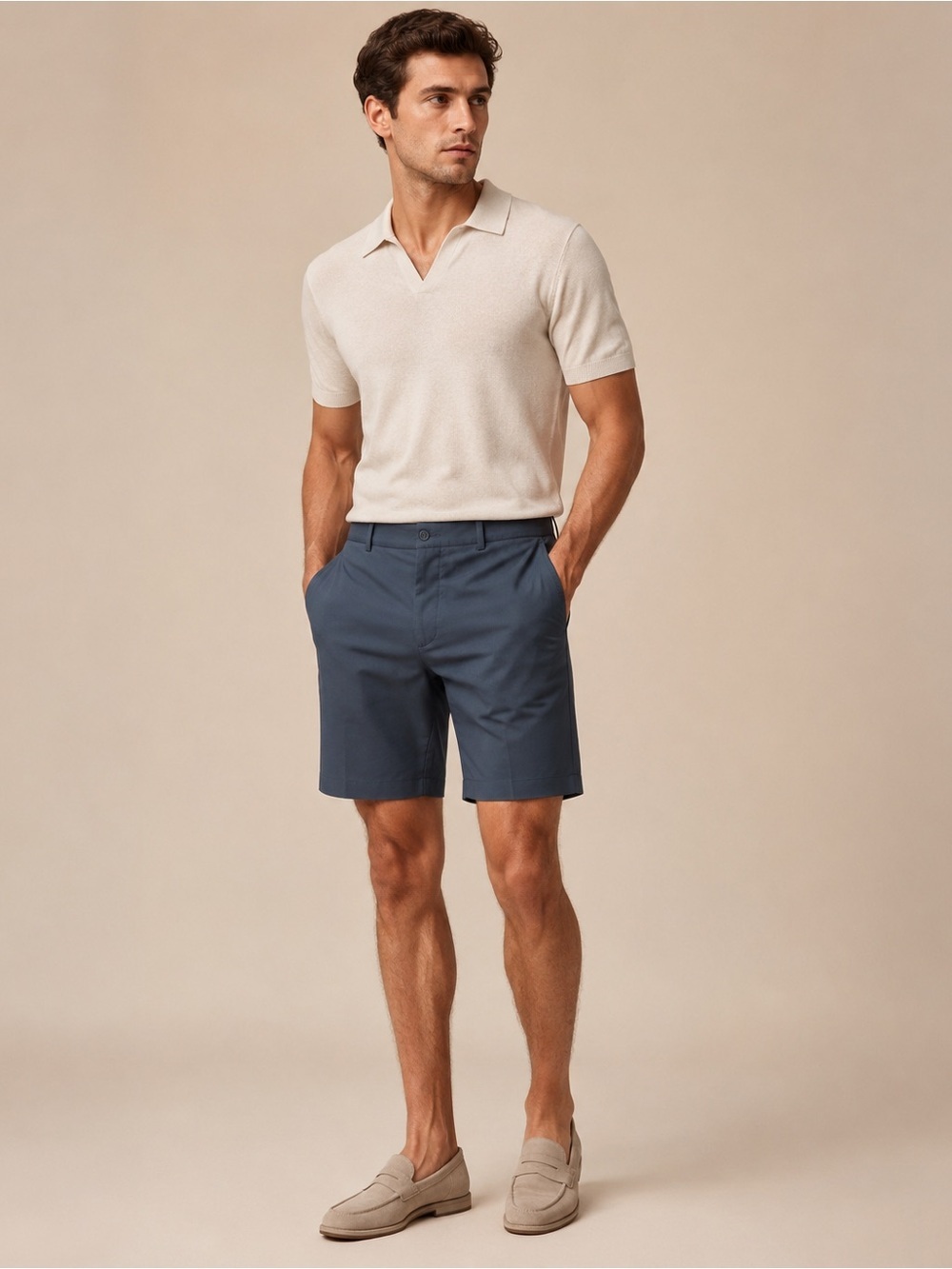 Greg Norman Collection Men's Flat-Front Shorts in Slate Blue